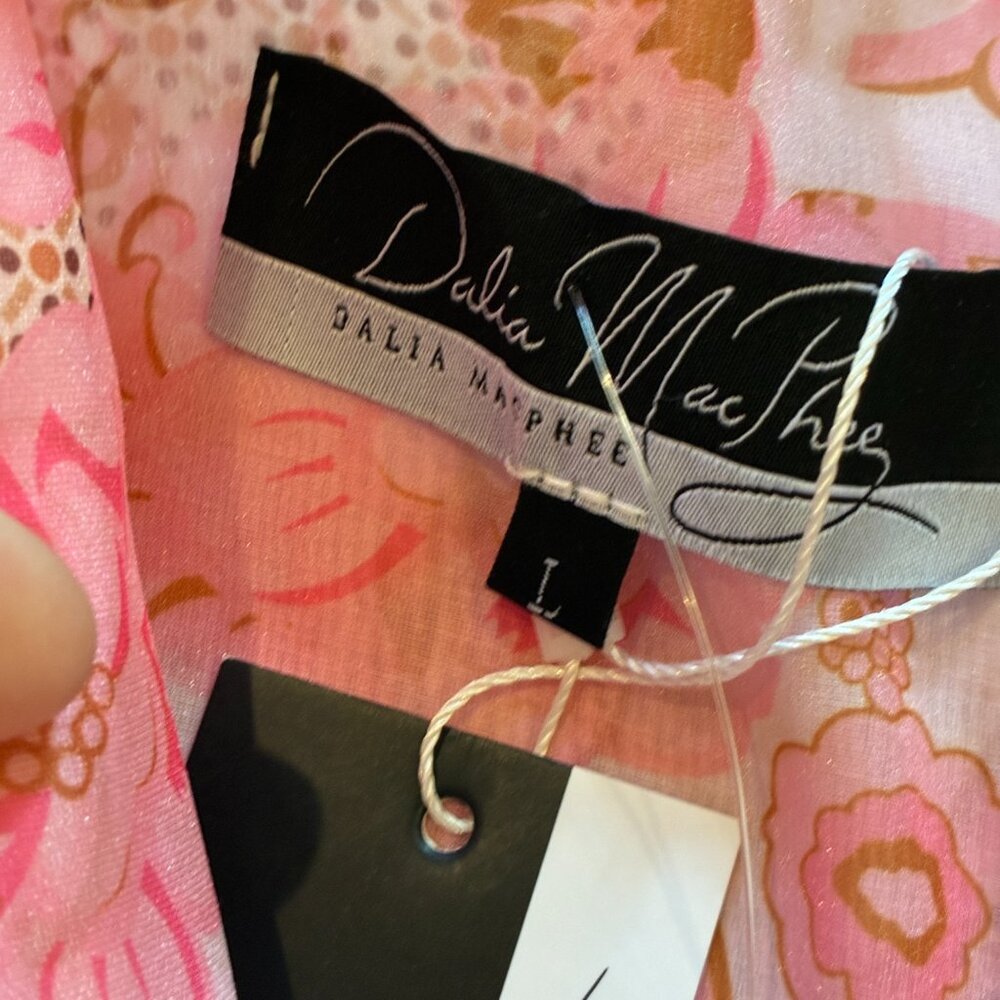 NEW Dalia MacPhee Floral Pastel Multi V-Neck Pleated Midi Dress Pink Size L - Picture 5 of 15